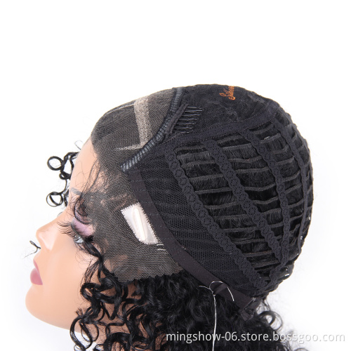 100% human hair short pre-plucked lace front wig